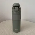 Olive green 304 stainless steel insulated sports water bottle with bounce straw lid - 700ml / Green