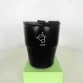 Taza de café aislada de acero inoxidable 316 negro mate con tapa para doble bebida - 480ml / Negro