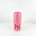 Tragbarer rosa 304 Edelstahl Isolierkaffeebecher mit rotem 'hi' Aufdruck und Klappdeckel - 500ml / Rosa