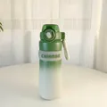 Green gradient 316 stainless steel insulated water bottle with straw and carrying strap - 560ml / Gradient Green