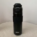 Black insulated stainless steel sports bottle with GUDU print and non-slip silicone grip. - 700ml / Black