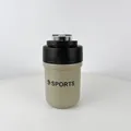 Khaki 316 stainless steel insulated sports water cup with black lid and transparent cap - 380ml / Light Coffee