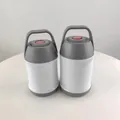 Par de tarros térmicos portátiles de acero inoxidable blanco con asas y tapas grises - 450ml / Blanco