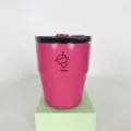 Taza de café térmica de acero inoxidable 316 rosa con tapa de doble succión y pajita - 480ml / Rosa rojo