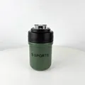 Portable army green 316 stainless steel insulated water bottle with handle and SPORTS logo - 380ml / Green
