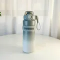 Insulated 316 stainless steel water bottle in grey and white gradient with lock lid and strap. - 560ml / Gradient Grey