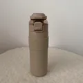 Khaki 304 stainless steel insulated water bottle with dual-drink flip-top lid and straw - 700ml / Coffee