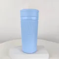 Light blue 304 stainless steel insulated coffee tumbler with textured non-slip grip. - 420ml / Light Blue