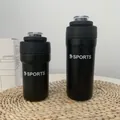 Two sizes of matte black 304 stainless steel sports insulated water bottles - 500ml / Black