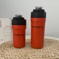 Duo set of orange insulated stainless steel sports water bottles with black lids - Orange Red