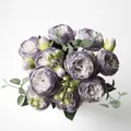 Vue de dessus d'un bouquet de pivoines artificielles violettes et blanches - Lot de 2 Branches / Violet