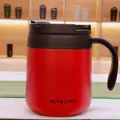 Red 304 stainless steel insulated coffee mug with handle and secure leak-proof lid - 350ml / Red