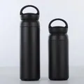 Bouteilles isothermes en acier inoxydable noir mat avec poignées, deux tailles - 500ml / Style Poignée - Noir