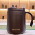 Matte black 304 stainless steel insulated coffee mug with ergonomic handle and secure lid - 350ml / Black