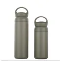 Bouteille isotherme minimaliste en acier inoxydable vert olive avec poignée - Style Poignée - Gris