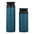 Bouteilles isothermes en acier inoxydable bleu de style japonais en deux tailles - Couvercle Plat - Bleu