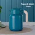 Carafe thermique en acier inoxydable vert paon 2000ml avec manche bois - 1680ml / Vert malachite