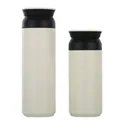 Bouteilles isothermes minimalistes en acier inoxydable blanc crème en deux tailles pour voyage - Couvercle Plat - Blanc Crème