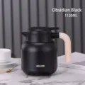 Carafe thermique minimaliste noire de 1120 ml en inox avec manche en bois élégant - 1120ml / Sharply Black