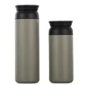 Bouteilles isothermes minimalistes en acier inoxydable vert sauge, deux tailles - Couvercle Plat - Gris