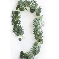 Close-up of 2m artificial eucalyptus and willow leaf vine for home wedding decor. - 2m Gray Willow Eucalyptus
