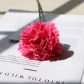 Realistic pink silk carnation artificial flower with long stem for home decoration - Rose Red Flower Head
