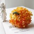 French vintage burnt edge artificial hydrangea flower in coral orange for home decor - Orange