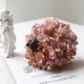 French vintage burnt-edge hydrangea artificial flower in coral oil painting color - Pink Purple