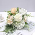 Elegant Nordic artificial flower bouquet with roses and hydrangeas for interior decoration. - Champagne Peony