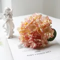 French vintage coral hydrangea artificial flower with realistic burnt edges for home - Champagne Pink