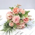Detailed close-up of artificial peach peony and rose bouquet for Nordic home decor - Peony Pink