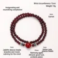 Natural Garnet beaded bracelet with Hetian Jade and Red Agate accents for women - 4mm (Wrist 15cm) / Garnet with Hetian Jade & South Red Agate