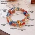 Elegantes Naturkristall-Perlenarmband mit Kyanit und Citrin für modische Damen - Doppelschleife (15cm / 4-11mm Perlen) / Dunhuang Multi-Edelstein Kyanit Citrin