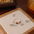Elegante anello di perline fatto a mano con cristalli gialli naturali e pietre d'agata - Citrino Naturale e Agata Rossa (HYL267276)