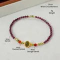 Raffinato bracciale in granato viola naturale e peridoto verde con elemento dorato - Bracciale Granato Peridoto / Circonferenza della Mano 15cm