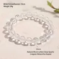 10mm Natur-Weißkristall Armband mit facettierten unregelmäßigen Meteoriten-Perlen - Unebene Meteorit-Facette / 10mm Perlendurchmesser (ca. 28g) / Natürlicher Weißkristall Meteorit-Form