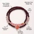 Bracciale di perle di granato naturale con agata rosa e quarzo fragola da donna - 4mm (Polso 15cm) / Granato con Agata Rossa del Sud a Ghiaccio Galleggiante