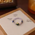 Handgefertigter Naturkristall-Perlenring mit Amethyst und Lapislazuli, 1,8 cm Durchmesser - Natürlicher Amethyst & Lapislazuli (HYL267276)