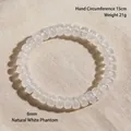 Facettiertes weißes Phantom-Quarz-Perlenarmband mit 8 mm klaren Kristall-Heilsteinen - 8mm Perlendurchmesser (ca. 21g) / Natürlicher Weißer Phantomquarz