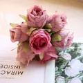 Close-up macro view of high-quality artificial pink roses bouquet for home decoration - Pink Purple Rose