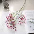 Primer plano de flores de gypsophila artificial rosa en una revista decorada - Rosa rojo