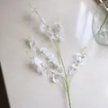 Realistic artificial 5-branch white Oncidium orchid spray for wedding home decor floral - White