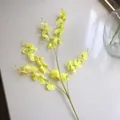 Artificial yellow Oncidium dancing lady orchid branch with five stems for wedding decor - Yellow