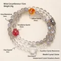 Schorpioen natuurlijke kristallen kralen armband met maansteen en aardbeienkwarts. - Schorpioen / Split Ring