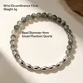 Natuurlijke groene fantoomkwarts armband met zilveren olijfparels, 4mm, 15cm lang - Natuurlijk Groen Fantoom Enkele Lus Armband / 4MM Kraaldiameter