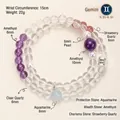 Tweelingen natuurlijke kristallen kralenarmband met amethist - Tweelingen / Split Ring