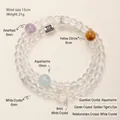 Natuurlijk kristallen kralenarmband voor Maagd sterrenbeeld met amethist en aquamarijn - Maagd / Split Ring