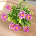 Vibrant artificial 7-fork purple daisy chamomile bouquet for home and outdoor garden decoration - Purple