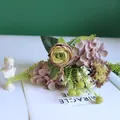 Close-up of elegant artificial Ranunculus and Carnation bouquet for home decor - Coffee