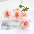 Detailed close-up of artificial five-head pink chrysanthemums for home decoration. - Pink